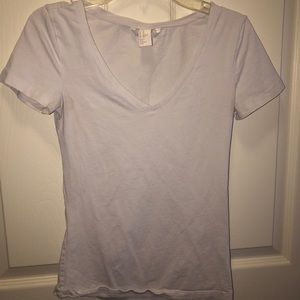 Basic White V Neck Top